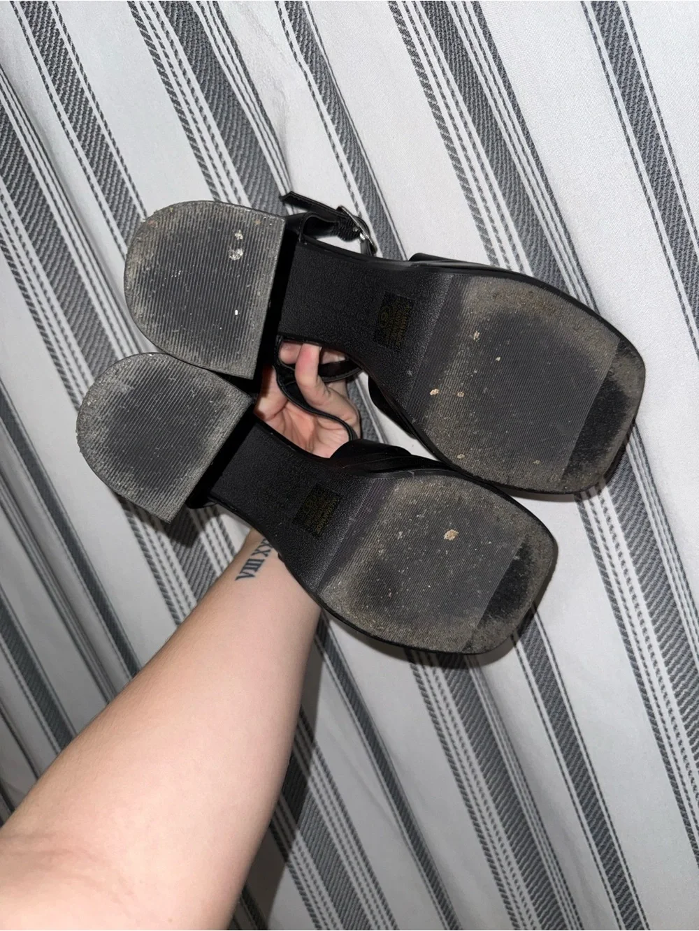 Soda Black Platform Block Heel Sandals